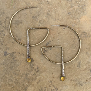 G Hoops earrings Salt and Steel Jewelry Brass Amber 