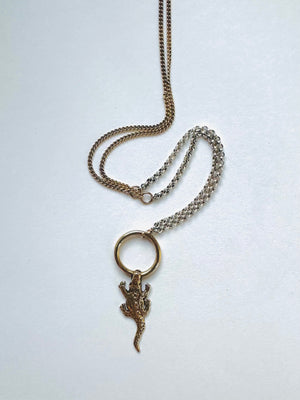 Gator necklace Salt and Steel Jewelry Two tone chunky silver 