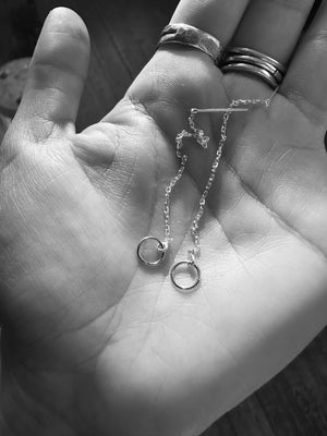 Thread Earrings Salt and Steel Jewelry Silver on silver 