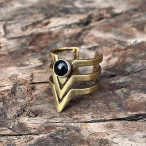Brass Ethereal rings Rings Salt and Steel Jewelry Brass + onyx 