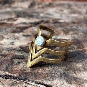 Brass Ethereal rings Rings Salt and Steel Jewelry Brass + Opal 