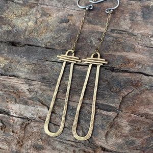 
            
                Load image into Gallery viewer, Brass temple earrings Salt and Steel Jewelry 
            
        