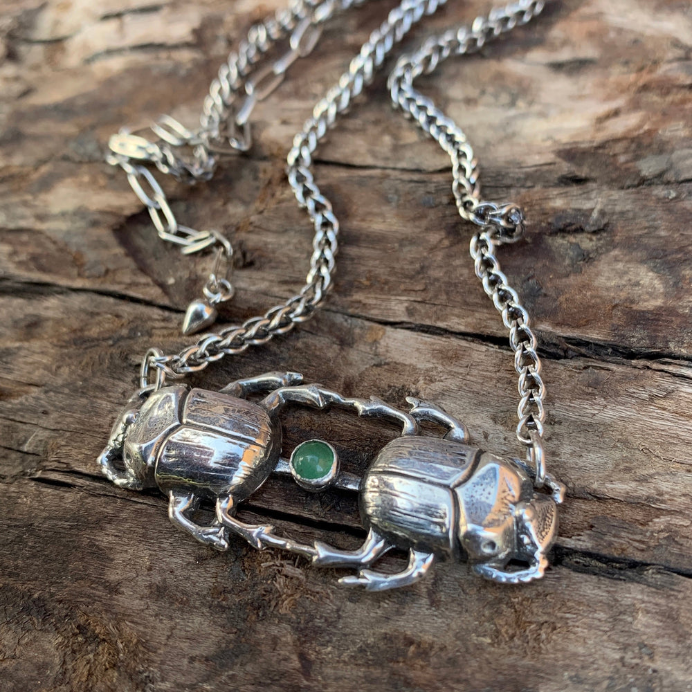 Chunky Dual Scarab necklace Necklaces Salt and Steel Jewelry 