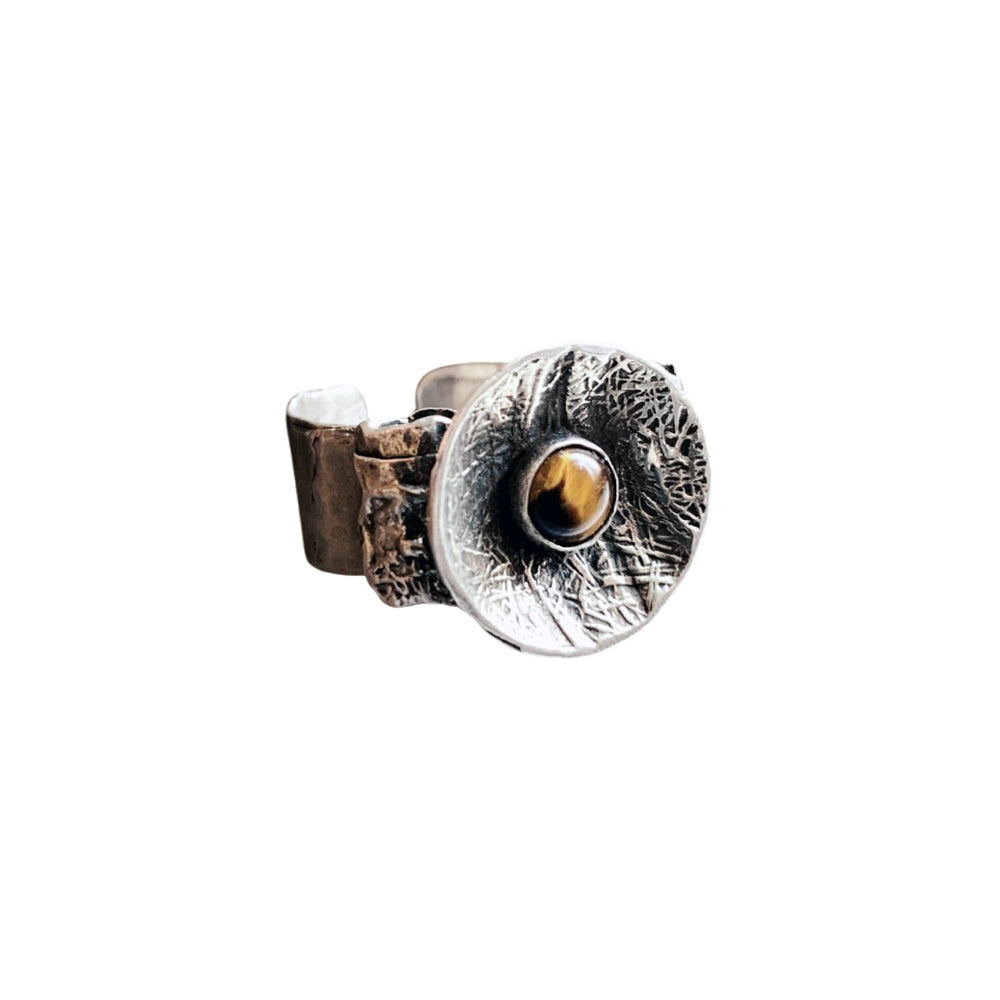 Dome Ring Rings Salt and Steel Jewelry Silver Tigers Eye 4-5