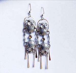 Dual Scarab Earrings - Salt and Steel Jewelry