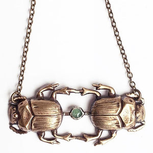 Dual Scarab Necklace - Salt and Steel Jewelry