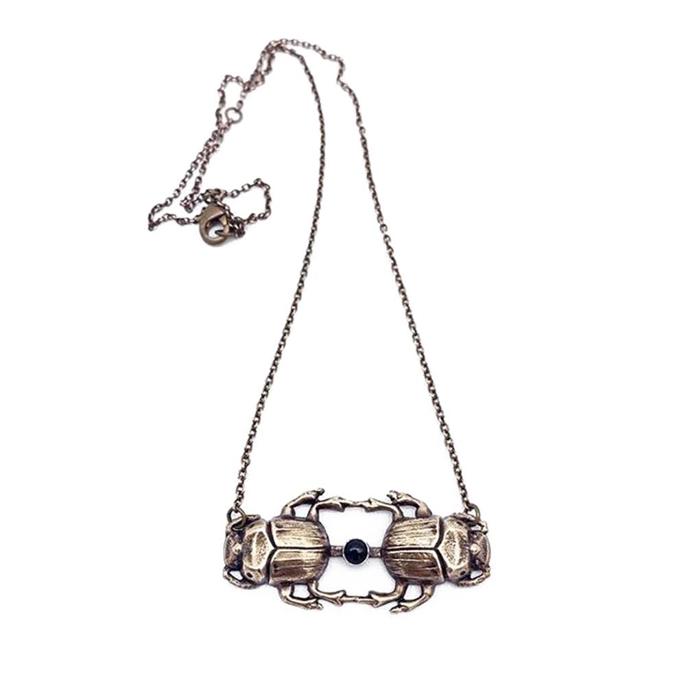 
            
                Load image into Gallery viewer, Dual Scarab Necklace - Salt and Steel Jewelry
            
        
