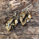 Folds earrings Salt and Steel Jewelry Brass with silver ear hooks 