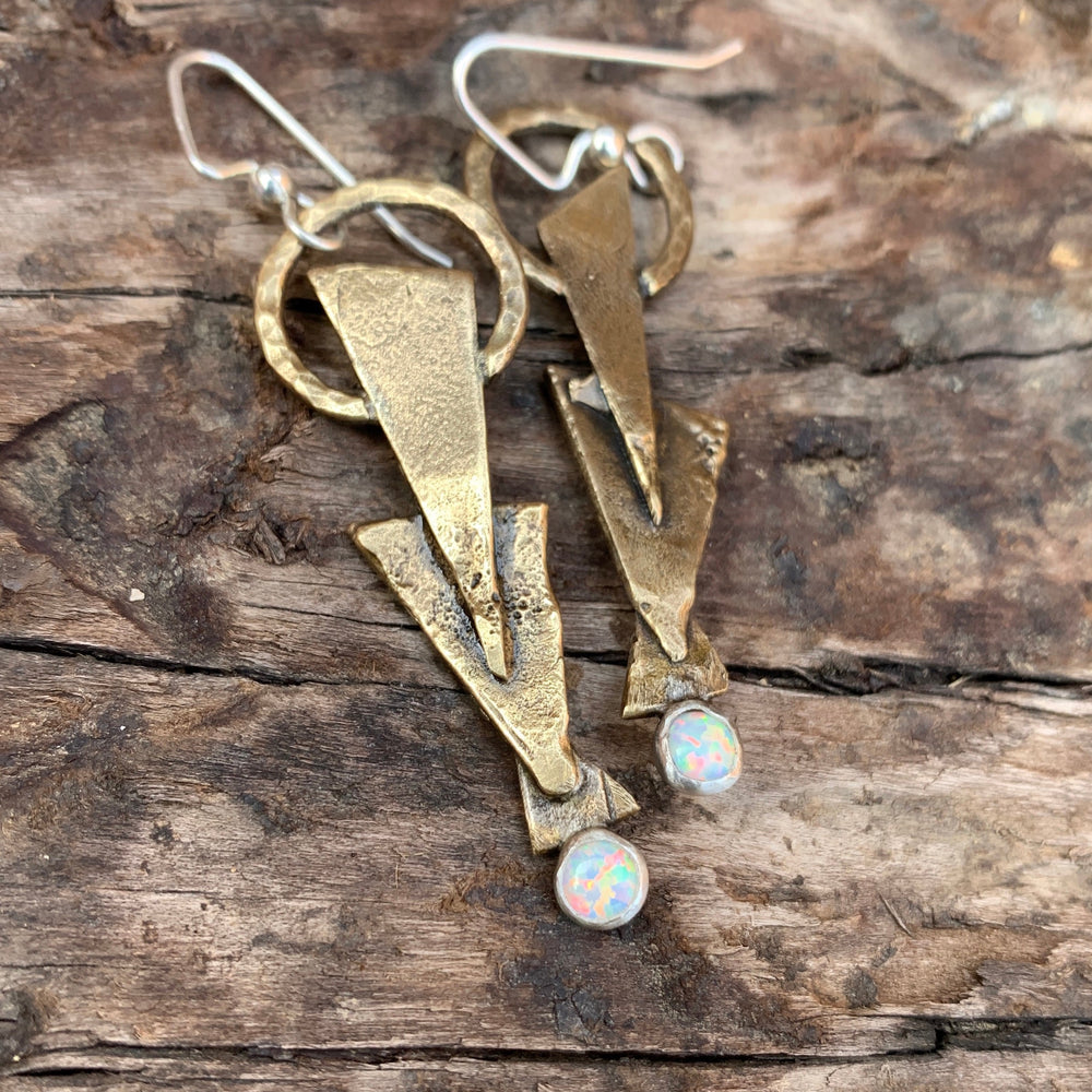 Fused earrings w/opal Salt and Steel Jewelry 