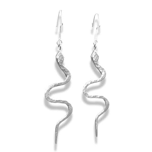 
            
                Load image into Gallery viewer, Hammered Snake Earrings earrings Salt and Steel Jewelry Silver 
            
        