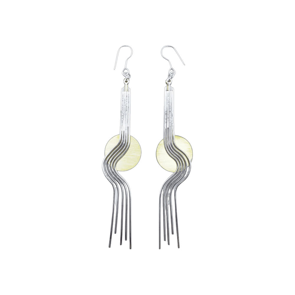 
            
                Load image into Gallery viewer, Moons &amp;amp; Rivers earrings Salt and Steel Jewelry Mixed metal 
            
        