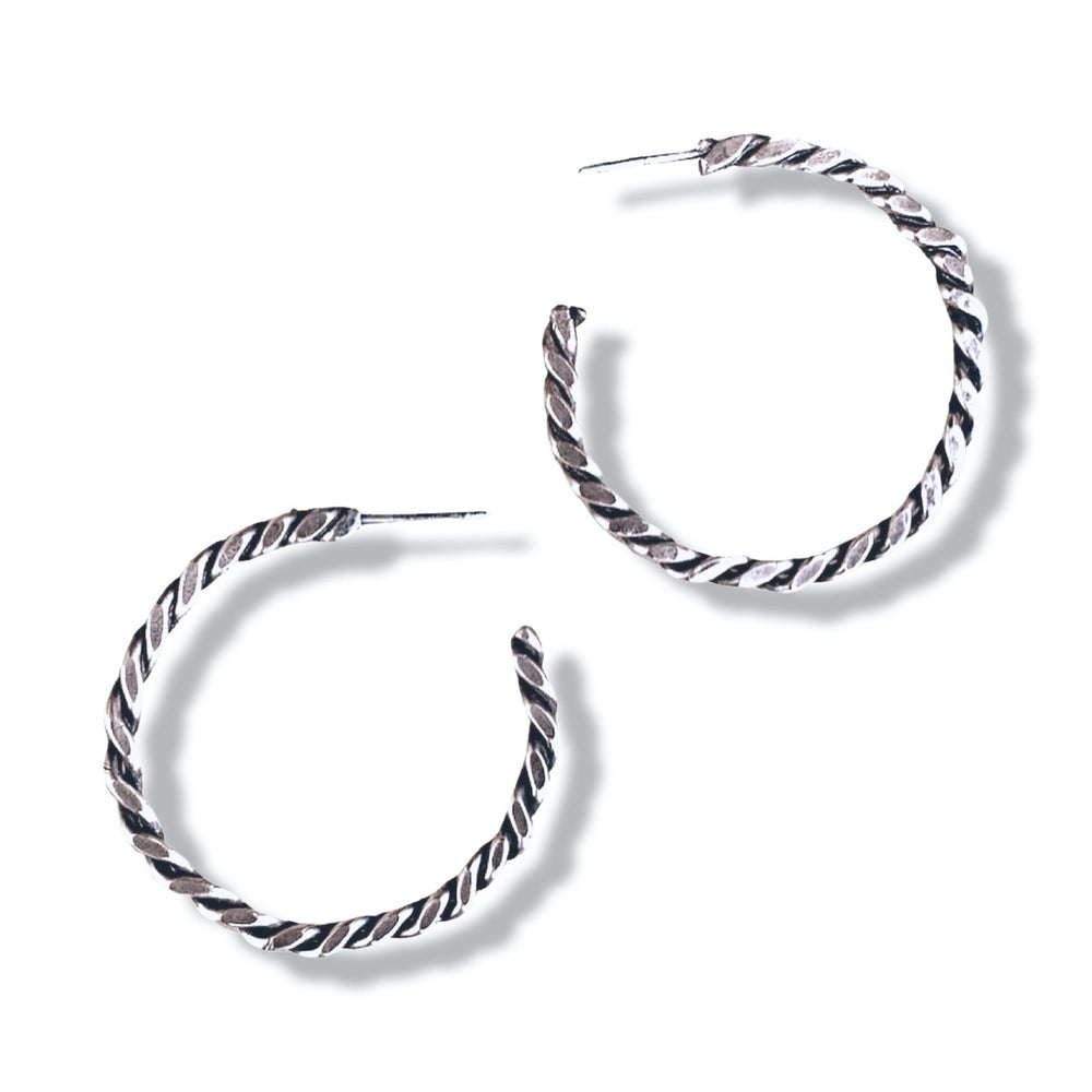 Rope Hoops earrings Salt and Steel Jewelry Silver 