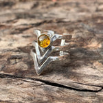 Silver Ethereal w/ stones Rings Salt and Steel Jewelry Silver + Amber 