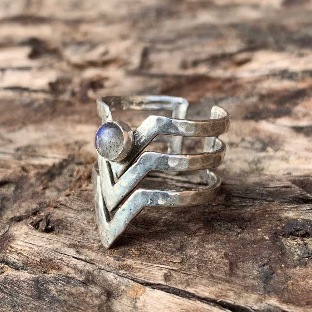 
            
                Load image into Gallery viewer, Silver Ethereal w/ stones Rings Salt and Steel Jewelry Silver + Labradorite 
            
        