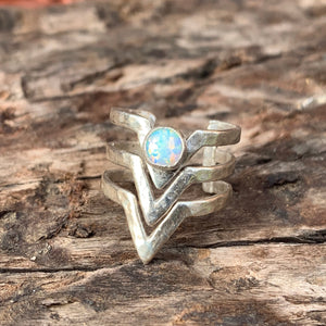 
            
                Load image into Gallery viewer, Silver Ethereal w/ stones Rings Salt and Steel Jewelry Silver + Opal 
            
        
