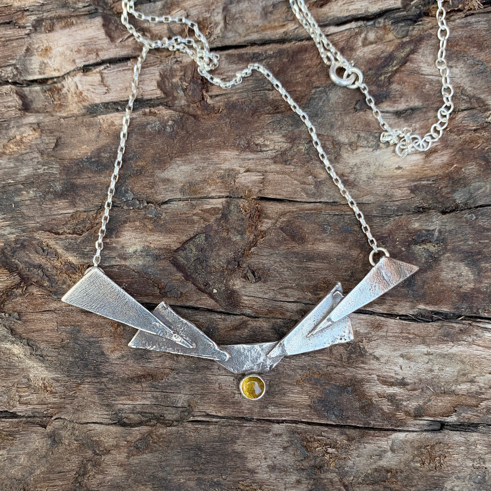
            
                Load image into Gallery viewer, Silver fused w/ Amber stone Necklaces Salt and Steel Jewelry 
            
        