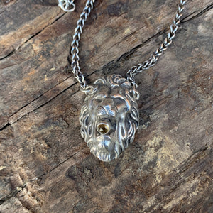 Silver lion with citrine & chunky chain Salt and Steel Jewelry 