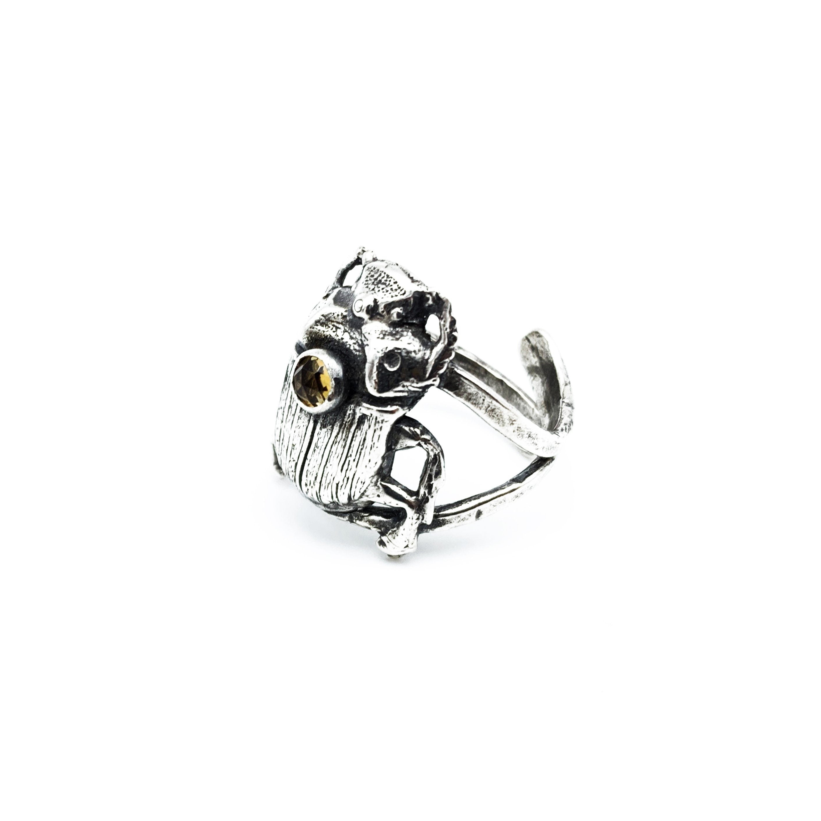 Salt and Steel Simple Scarab Ring